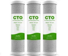 3-Pack 5 Micron 10x2.5 Carbon Water Filters - NSF Certified, Whole House/RO