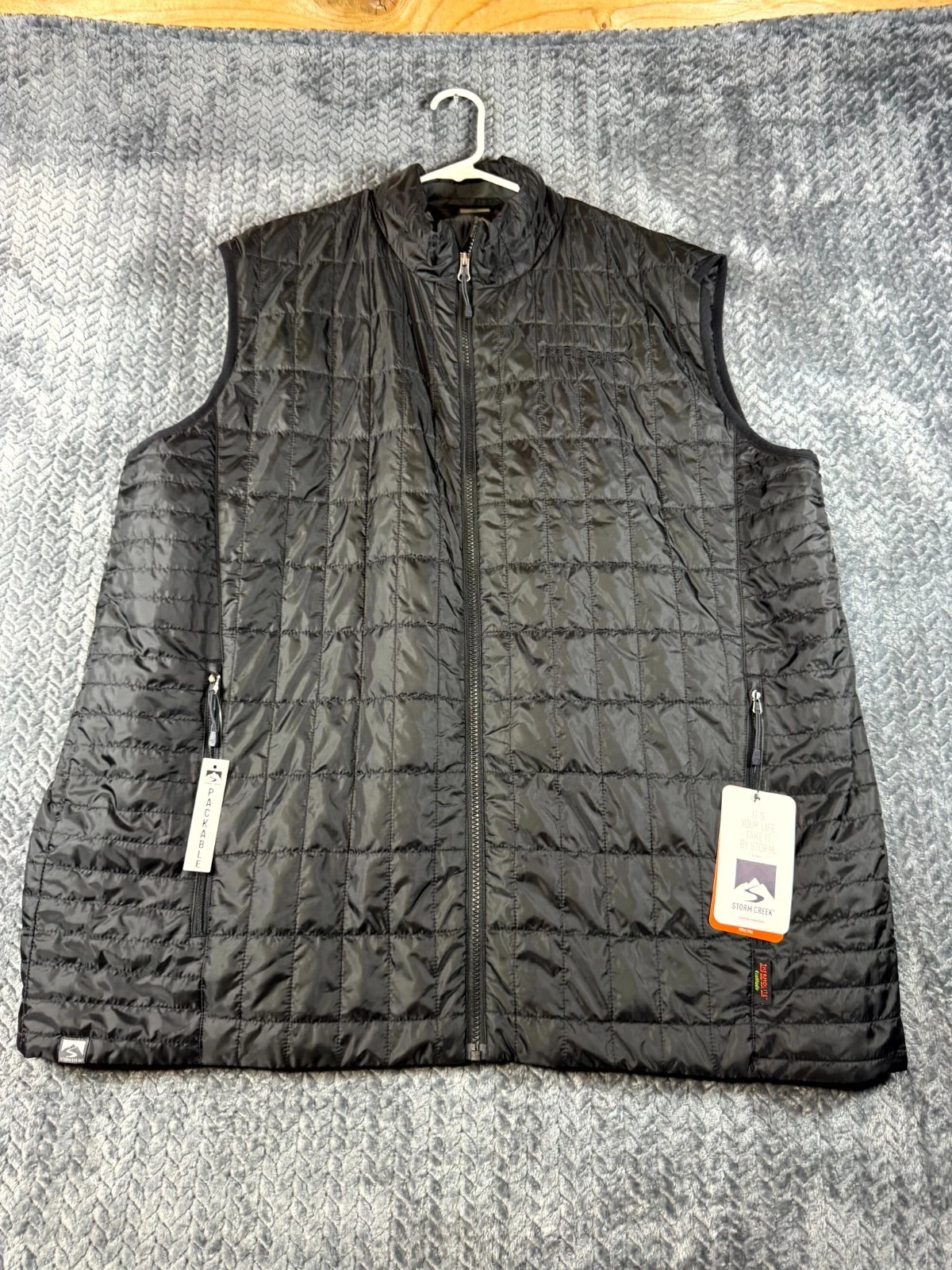 Storm Creek Traveler Puffer Vest Mens 2XL Black Outdoor Warm Mock Neck Full Zip