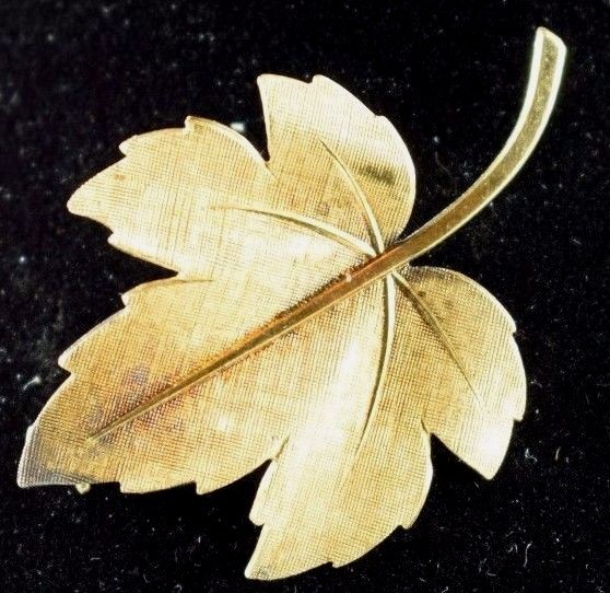1940's50's Marked Germany GoldFilled Leaf Brooch Fa… Gem
