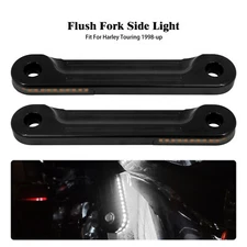 Black LED Flush Fork Turn Signal Side Light For Harley Electra Road Glide 98-23