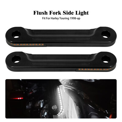 #ad Black LED Flush Fork Turn Signal Side Light For Harley Electra Road Glide 98 23 $30.99