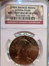 2009 Letitia Tyler First Spouse Series Bronze Medal NGC Brilliant Uncirculated