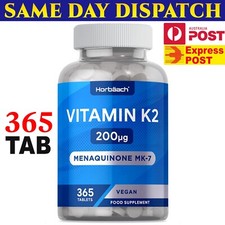Horbaach Vitamin K2 MK7 200mcg 365 Tablet Vegan Non-GMO, Gluten- Fast Free Post
