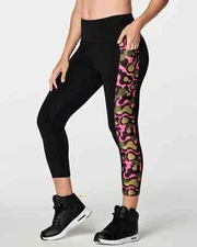 Zumba Wild Crop Leggings - Bold Black ~ XS S  M  L  XL XXL~ New! Free Ship!