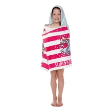 Suntime Kids Girls Bath Beach Towel Cotton Pool Hooded Towel Whale Ocean Striped