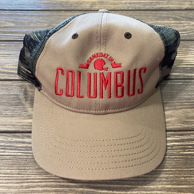 Camp David Game Day In Columbus Beige Green Camoflage Baseball Hat Cap Souvenir