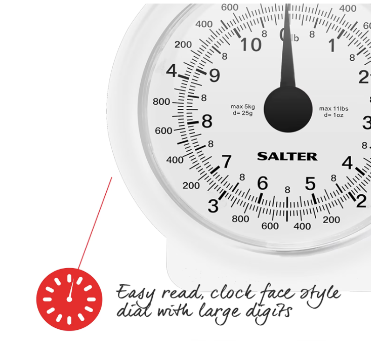 Salter Dietary Mechanical Kitchen Scales 3 kg Capacity 5 Gram Small