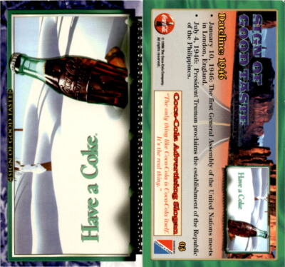 1996 Collect-A-Card, Coca-Cola Sign of Good Taste, #3 Dateline: 1946 | eBay