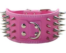 3" Sharp Spiked Studded Leather Dog Collar for TrainingSportsWalkingMediumLar...