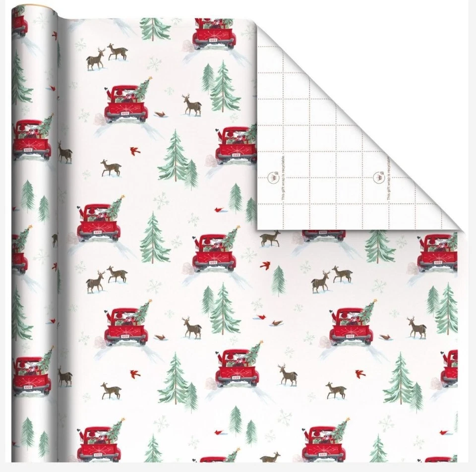 Hallmark Wrapping Paper Christmas Santa in Red Truck 22.5 sq ft Roll Holiday - Image 2 of 4