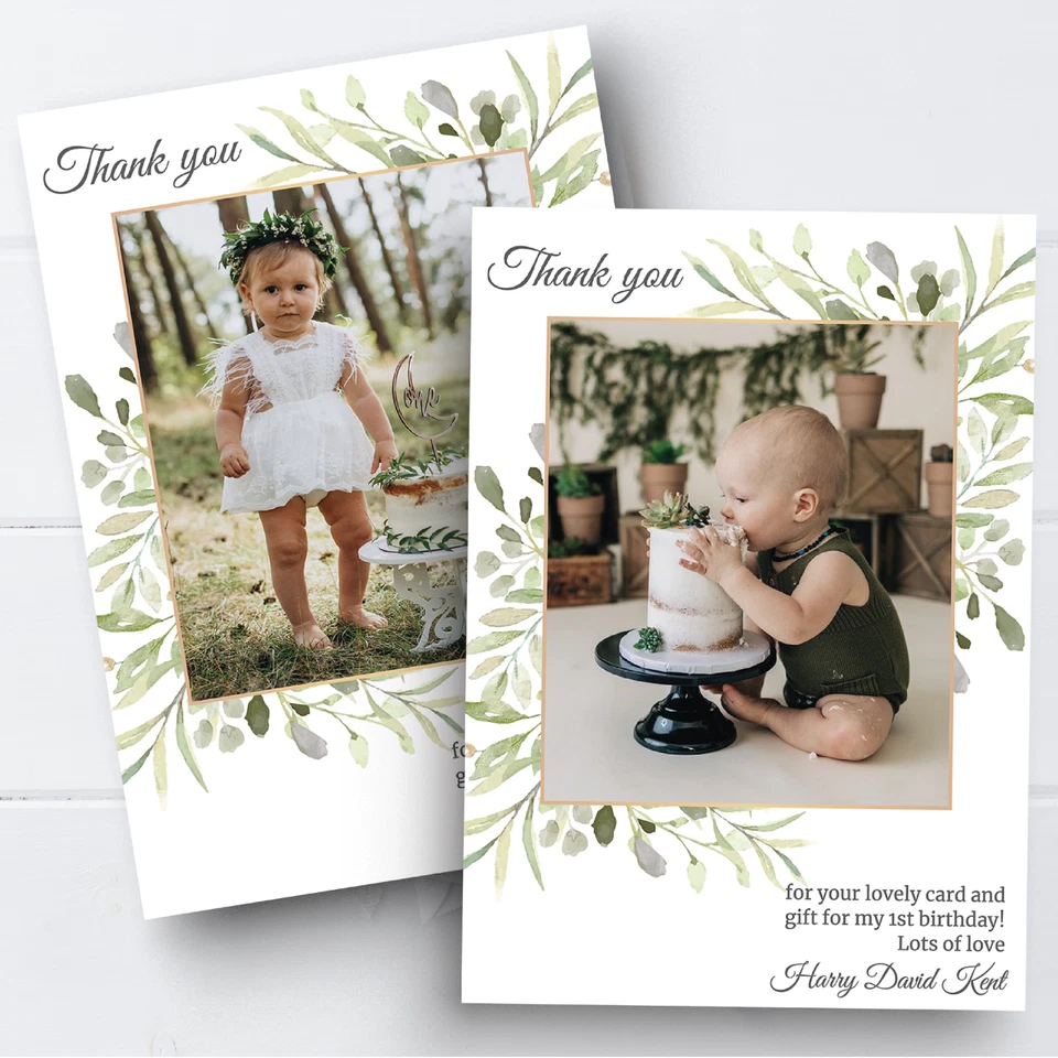 Personalised Photo Thank You Cards Jungle Thank You Notes Birthday Baby x10 - Image 4 of 4