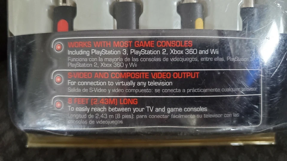 Gigaware Universal Composite Gaming Cable PS3 PS2 Xbox 360 Wii New - Image 3 of 3