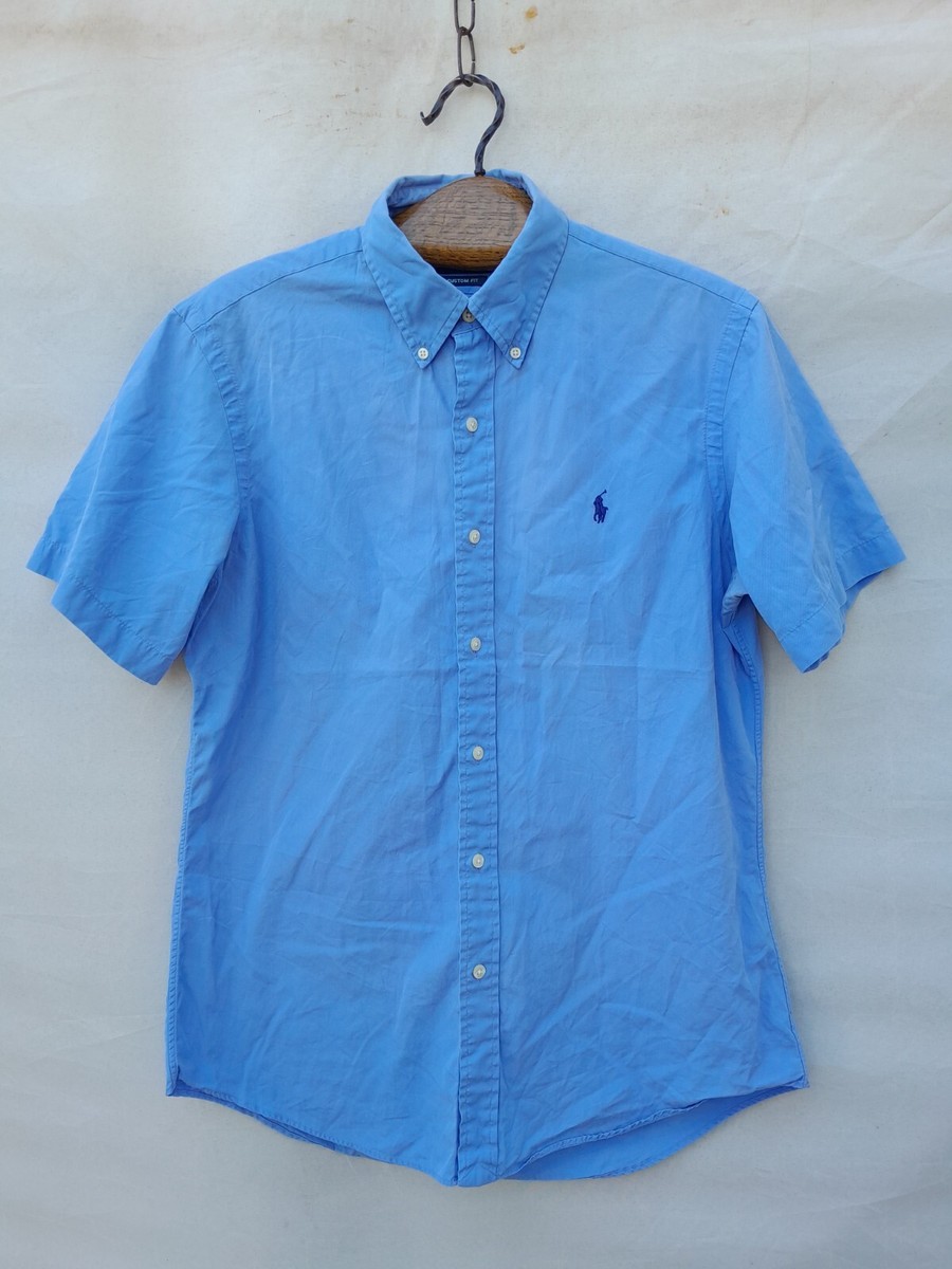 Polo Ralph Lauren Shirt Mens Medium Blue Custom Fit 100% Cotton