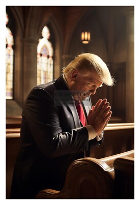 PRESIDENT DONALD TRUMP IN PRAYER AT CHURCH 4X6 AI PHOTO | eBay