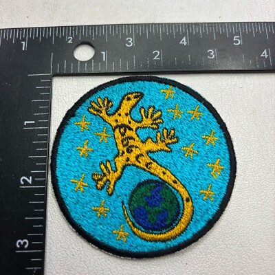 Vintage FULL Embroidered STAR, EARTH LIZARD Sew-On Patch (?or SALAMANDER ?) 00.R