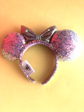 Disney Parks Ears ROSE GOLD Minnie Mouse Sequin Bow Ears  Sequin Headband GUC