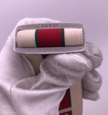 Gucci Jacquard Crystal Stripe Butterfly Elastic Buckle Belt 75 30
