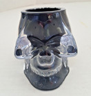 SKULL GLASS CANDLE HOLDERS Lot Of 2 Goth Decor HALLOWEEN Heavy 4" — photo 3
