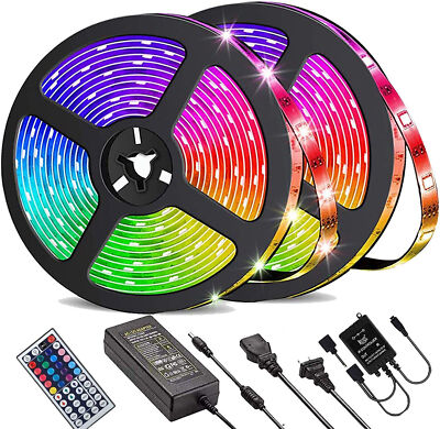 New LED Strip Lights 100ft Music Sync 5050 RGB Room Light with Remote