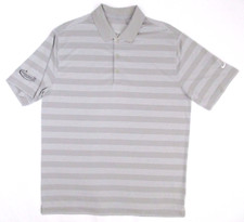Nike Golf Dri-Fit DEUTSCHE BANK CHAMPIONSHIP Polo Grey White Men's Sz LARGE