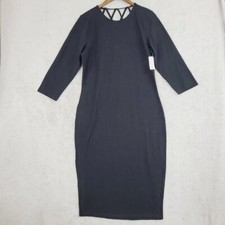 NWT New York & Com Long Black Midi Sheath Dress Crisscross Back Size L 7PT