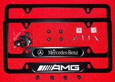 Mercedes-benz And Amg License Plate Frame With Hardware Stem Caps