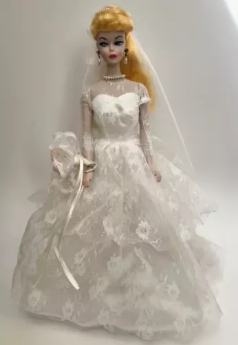 Vintage Barbie Wedding Party 1959 Porcelain Doll 1989 REPRO Mattel w/ Stand