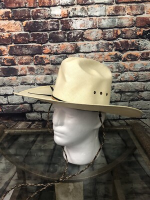 D Bar J Straw Hat Genuine Shantung 6X w/Chin Straps Las Vegas Size 7