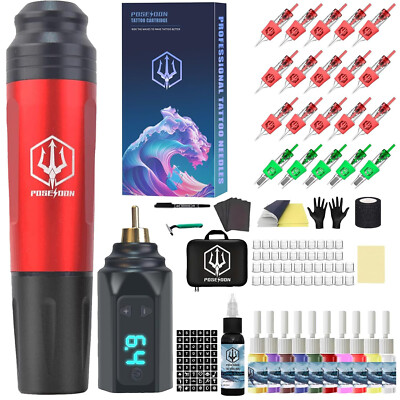 POSEIDON Complete Tattoo Kit, Red, for Beginners, STK035 | eBay