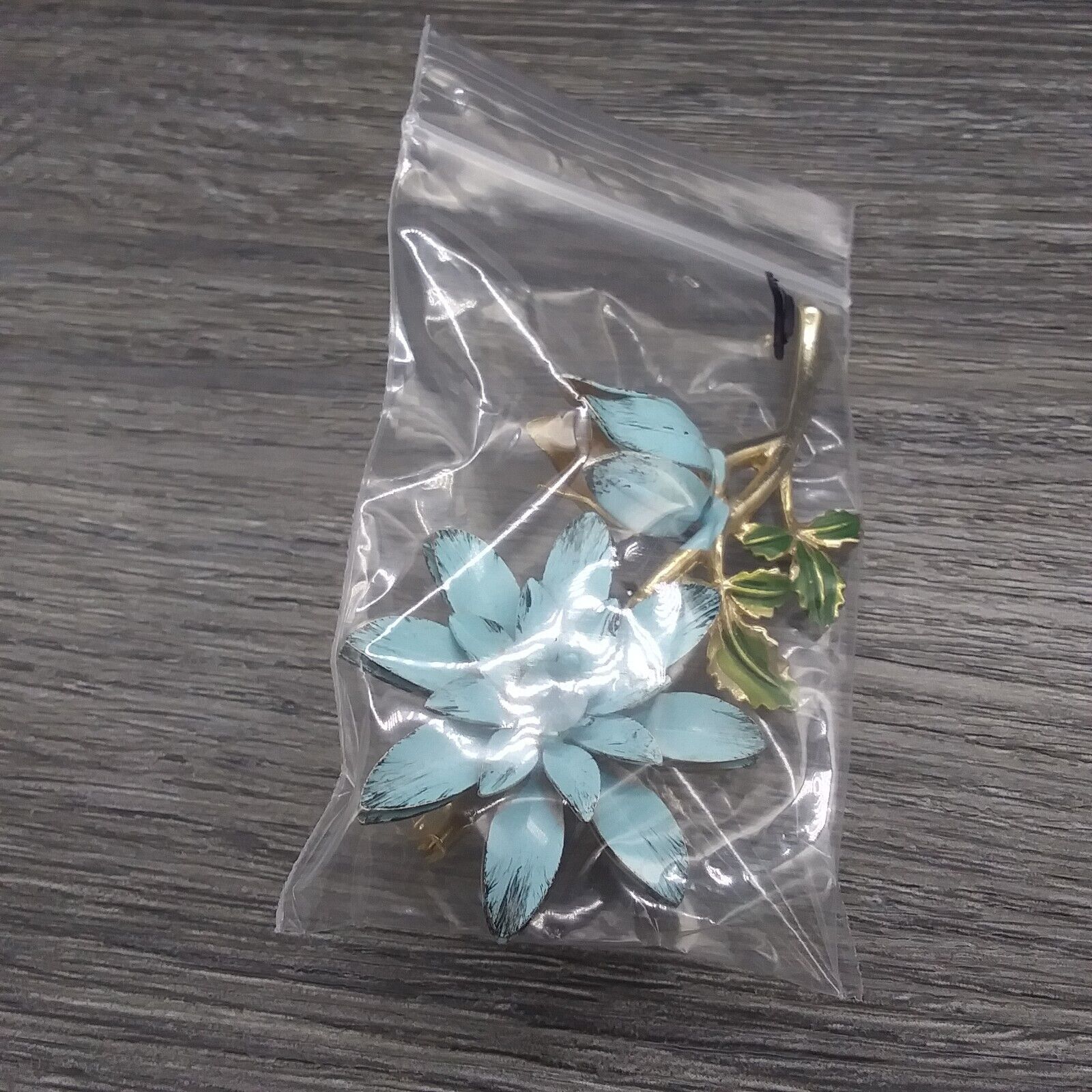 Vintage Blue Enameled Flower Brooch Pin - image 14