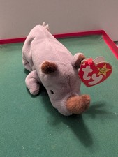 RARE Ty Beanie Baby Spike The Rhinoceros Hang  Tag 1996  - with Tag Error - New