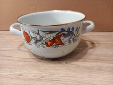 Altes Abtropfsieb Sieb Seiher Nudelsieb Emaille Emalsieb &Oslash; ca 22 cm H&ouml;he 13 cm