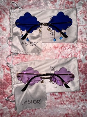 LASPOR cloud raindrop glasses with lens wipe and case