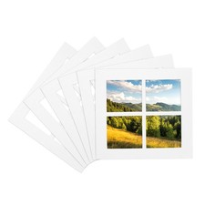 6 Pack White 10x10 Mat Precut Mat Board 4 Grids Style