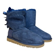 Kids UGG Bailey Bow Boots Suede Wool Lined Mid-Calf Winter Boots