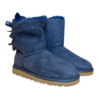 Kids UGG Bailey Bow Boots Suede Wool Lined Mid-Calf Winter Boots