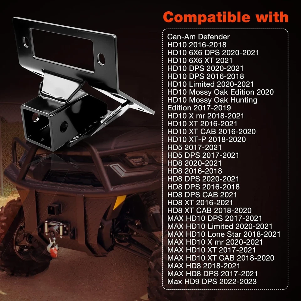 101720 Front Lower 2" Receiver Hitch For Can-Am Defender HD10 HD8 HD5 Heavy Duty - Image 2 of 4
