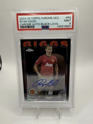 2024-25 Topps Chrome UCC Ryan Giggs Black Lava 2/10 Autograph Card Man U PSA 9 - Image 1 of 2