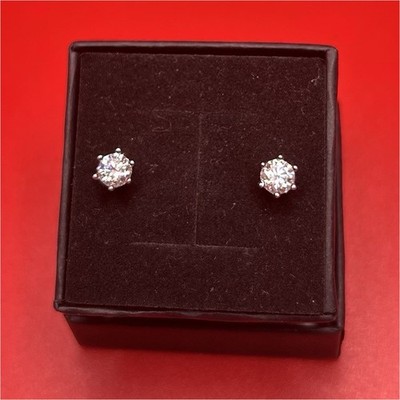 Moissanite Round Stud Earrings 925 Sterling Silver Prong Set GRA Certified