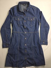 Frye Women's Denim Midi Button Front Dress Size MEDIUM Dark Wash Q373