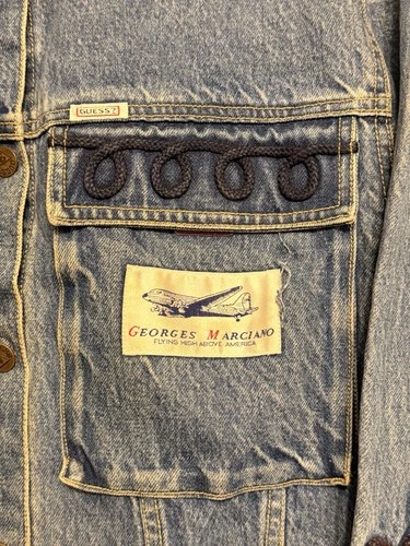 Vintage 80s GUESS Georges Marciano Denim Jacket Flying High Soutache Rope Trim L image 4