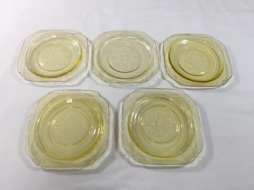 Federal Glass  Madrid Amber Depression Pressed Set Of 5 Plates 6"