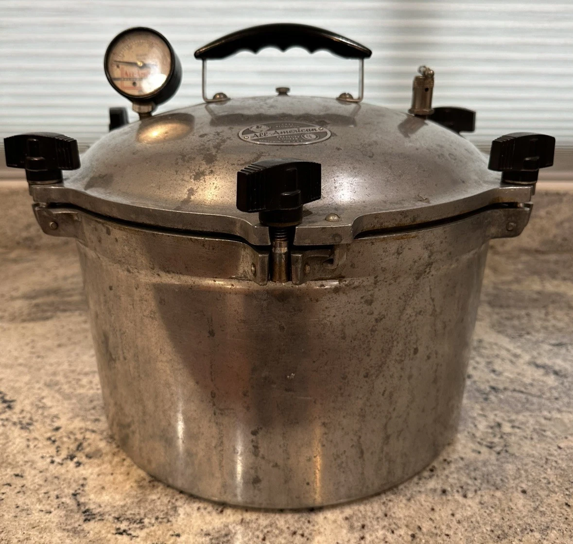 Vintage All American No. 7 Cast Aluminum Pressure Cooker 15 1/2 Qts. With Rack
