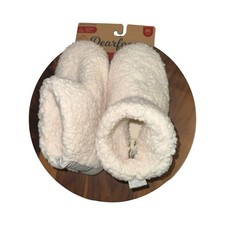 Dearfoams Women's White Sherpa Memory Foam Slippers Size M 7/8 NWT