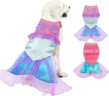 Mermaid Dog Halloween Costume for Small  Medium Dogs - Sparkly Pet Large