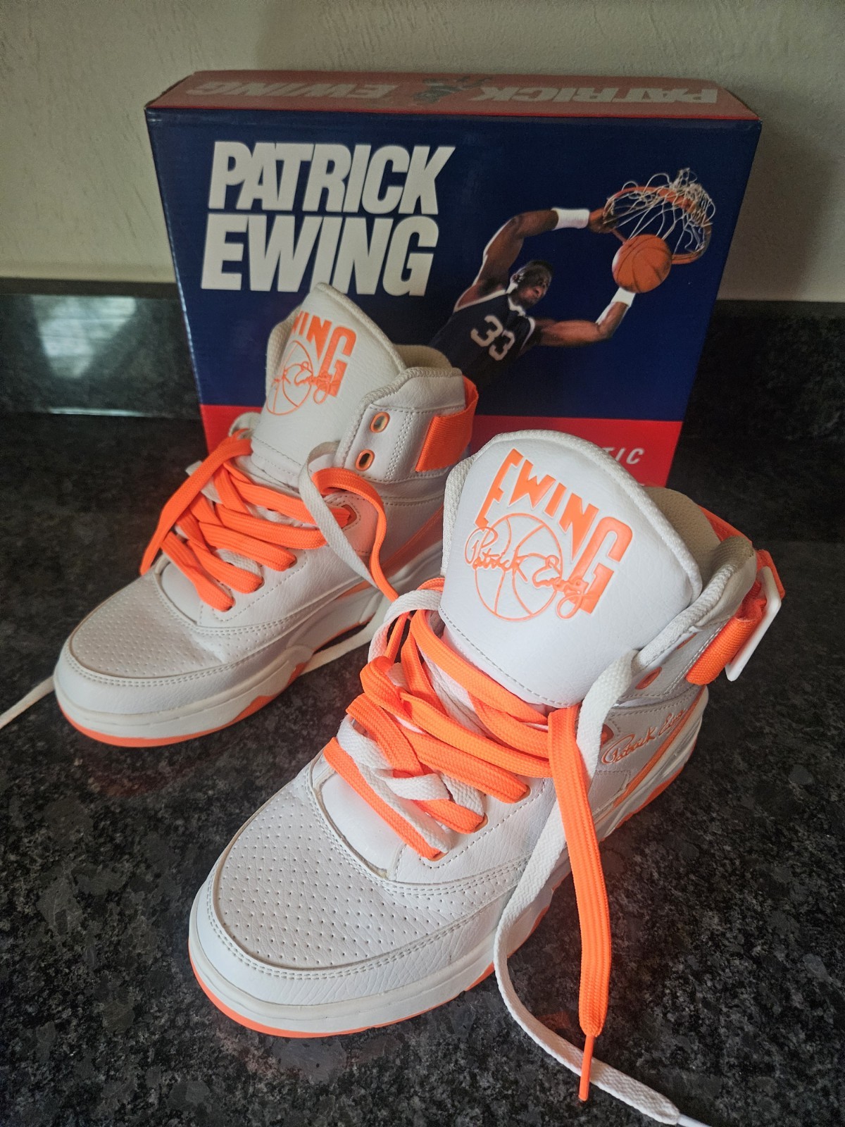 Ewing Athletics 33 Hi white/ shocking orange women's size 6.5