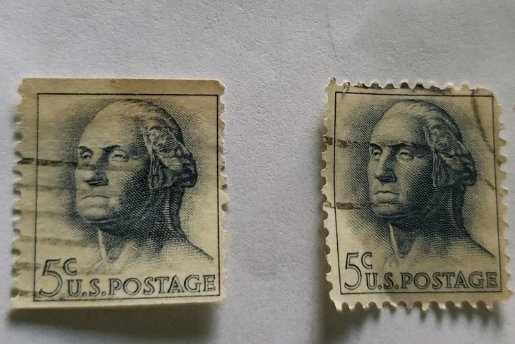 Lot Of 2 George Washington 5 Cent Rare Used Stamps 1962 US Postage