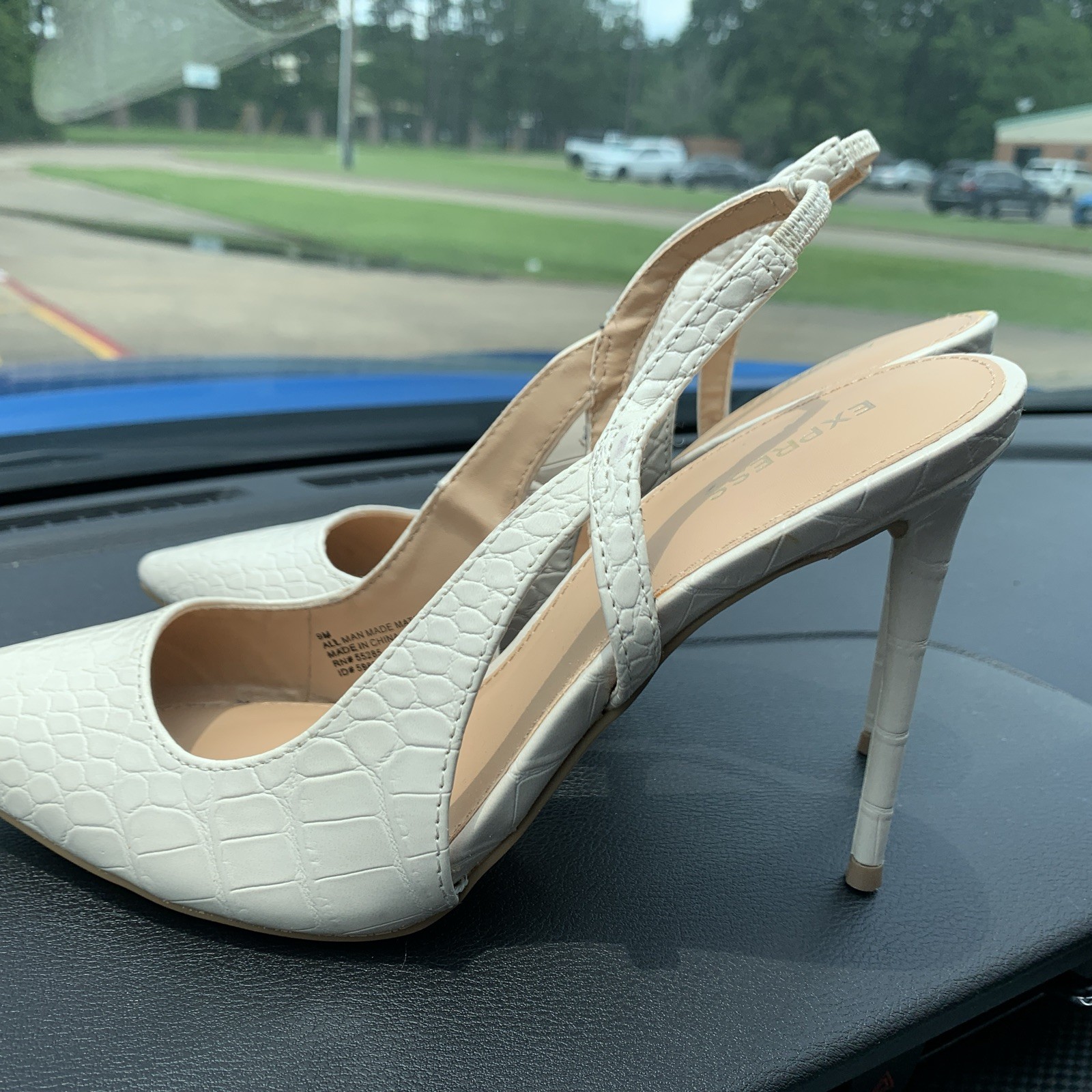 Express Crocodile Pattern Sling Back Stilettos Si… - image 1