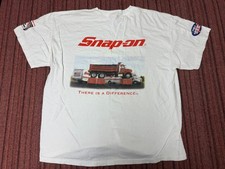 MEN USED VINTAGE 90S Y2K SNAP ON TOOLS MASTER SERIES WHITE GRAPHIC SHIRT SIZE XL