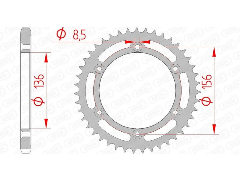 Couronne AFAM acier 14506 pas 525 standard pour transmission moto